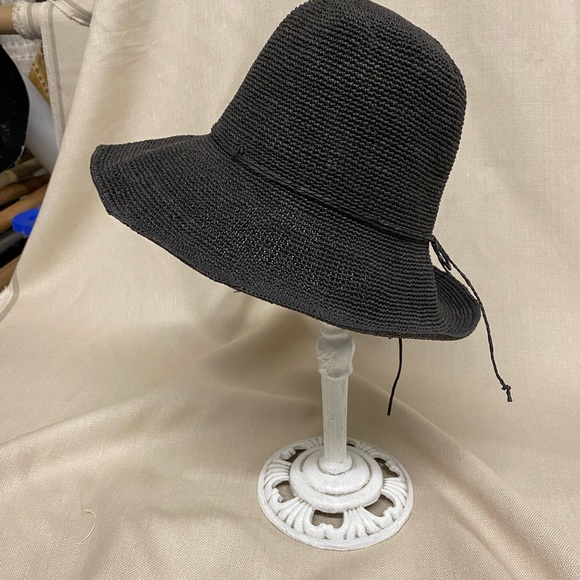 Crushable foldable black sun hat - Picture 1 of 12